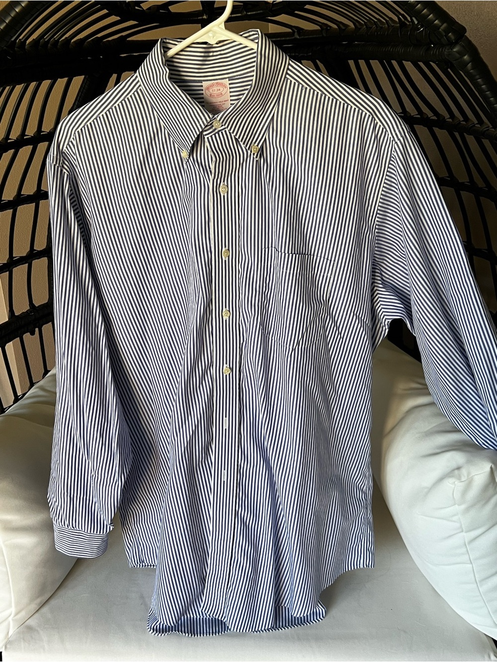 Brooks Brothers Navy and White Pinstripe Button-Down Shirt